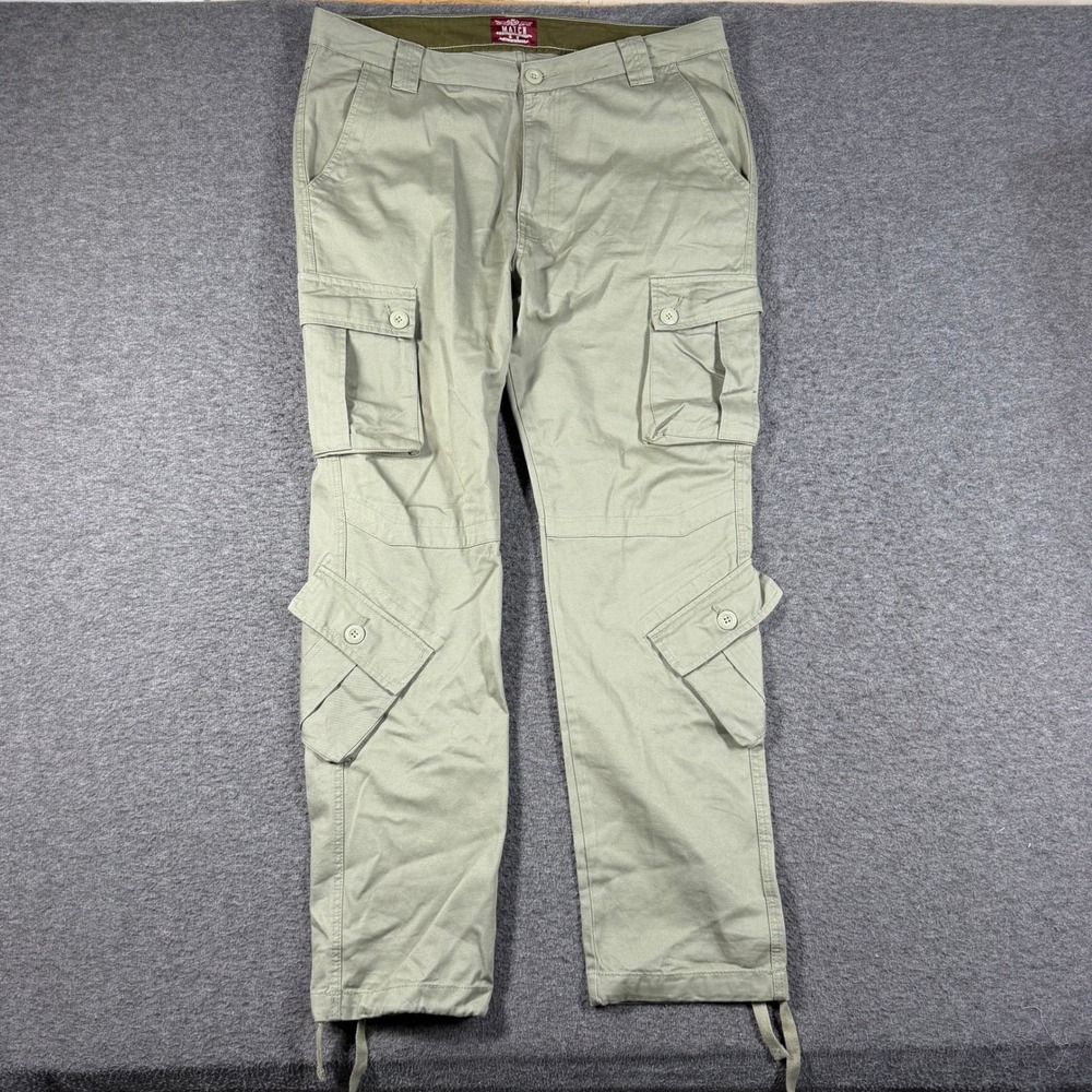 Match Paratrooper Cargo Pants 38x33 Green Khaki Drawstring Hem